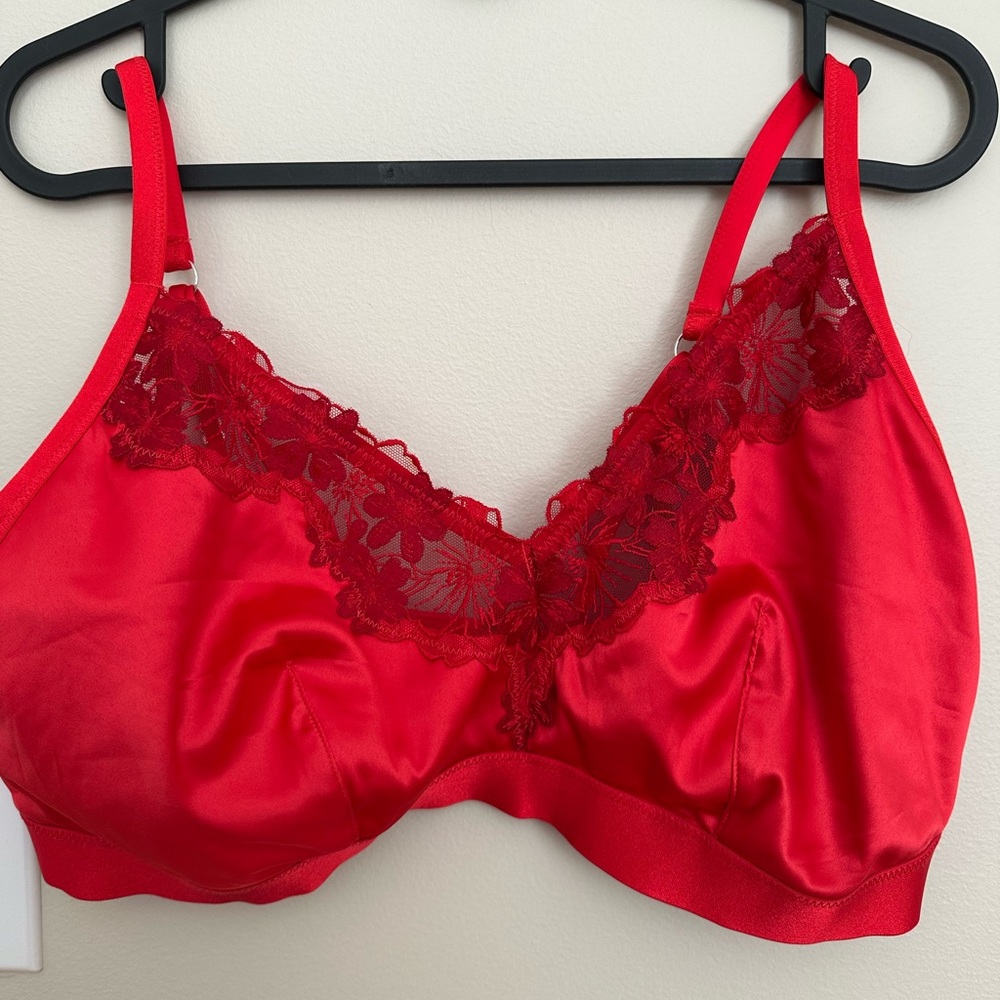 Red Lace Trim Bra
